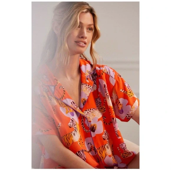 NWOT Anthropologie Claire Colin Dreamer Lounge Top in Mango  Size XSmall - Picture 5 of 10